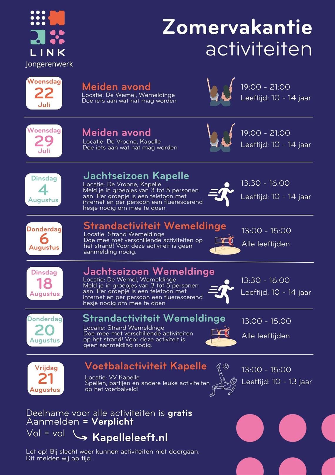 Zomervakantie activiteiten 